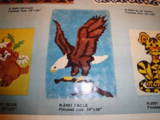 Alexander Vtg American Bald Eagle Latch Hook Rug Pattern Canvas
