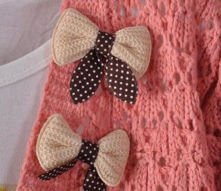 Korean New Style Lovely V Neck Knits with Bowknot Decorated 6 Colors