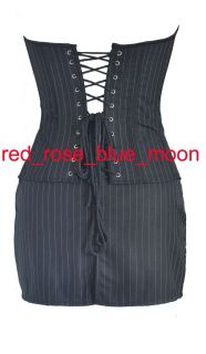  bonings lace up back 3 pcs 1 corset 1 skirt 1 g string material satin