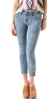 Free People Feather Print Cropped Skinny Jeans
