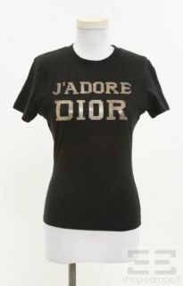 Christian Dior Black & Gold Studded Jadore Dior Embellished T Shirt