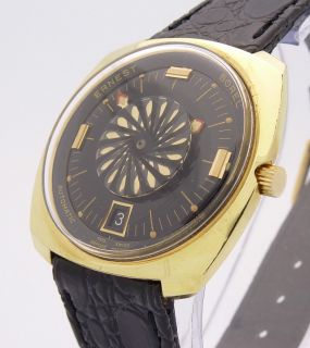 Ernest Borel Cocktail Gold Automatic Date Vintage Mens Swiss Watch Ref