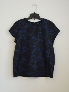 New Marc Jacobs New Prussian Blue Multi Clarice Flower Top Blouse