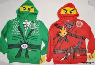  BOYS LEGO NINJAGO RED KAI GREEN LLOYD HOODY SWEAT SHIRT JACKET COSTUME