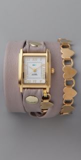 La Mer Collections Gold Heart Chain Wrap Watch
