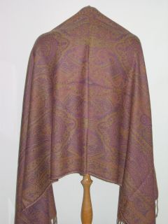 New 100 Pashmina Wool Shawl Wrap Jacquard Purple