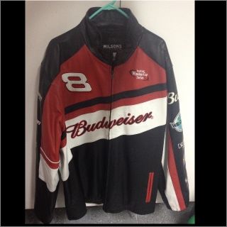  Leather Jacket Dale Earnhardt Jr Black Red White Racing Jacket XXL 2xl