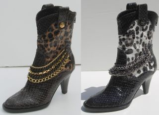 Renee Bree Womens Ladies Fashion Ankle Boots Heels Faux Snake