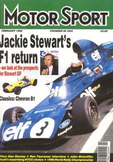 Motor Sport Feb 1996 Jackie Stewart Chevron B1 Audi