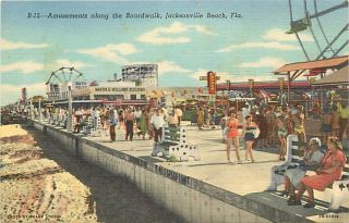 FL Jacksonville Beach Amusements Along Boardwalk Ferris Wheel K42325