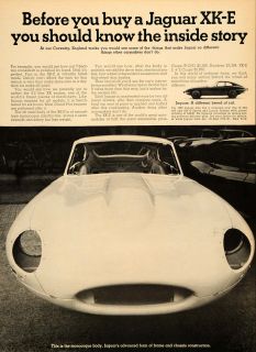 1967 Ad Jaguar XK E Monocoque Body Vintage Roadster Car   ORIGINAL