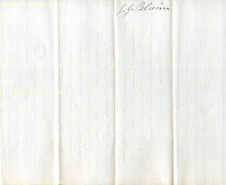 James G Blaine Autograph Letter Signed 04 20 1867