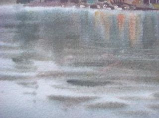  Signed Lake Landscape Watercolor Painting Allen Johnson