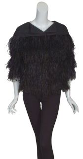 ESCADA Luxe Black Ostrich Feather Coat Jacket 36 6 New