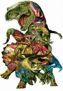  Shaped Jigsaw Puzzle T Rex Attack Dennis Rogers Dinosaur