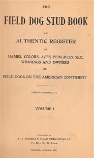 Field Dog Stud Book Vol I II 1901 1902 RARE