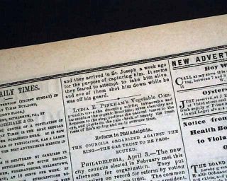 Outlaw Jesse James Killed Robert Ford 1882 Newspaper