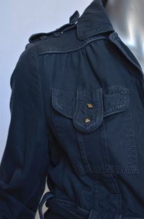 Marc Jacobs Womens Blue Short Military Wrap Jacket Cotton Studded Belt