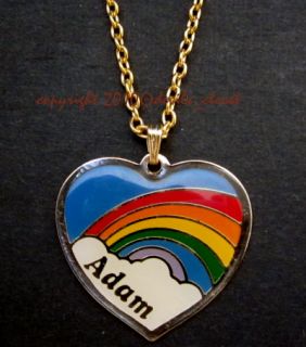 Vintage Retro Metal Heart Rainbow Name Pendant Adam Ed Brian Karen etc