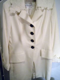 Jacques Fath Winter White Angora Skirt Suit Size 10 42