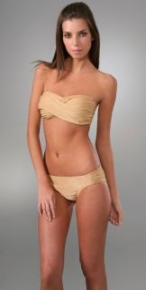 Shoshanna Metallic Gold Twist Bandeau Bikini Top