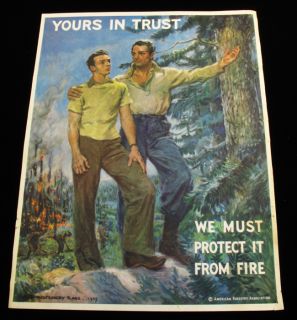1939 James Montgomery Flagg Forest Service Fire Safety Poster Vintage