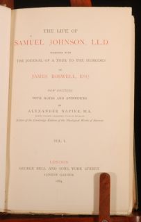 1884 4 Vols Life of Samuel Johnson by Boswell Napier