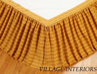 Gold Yellow Plaid 16 Drop King Cotton Ruffle Bedskirt