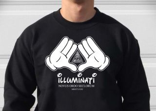 Illuminati Jay Z Mickey Hands Crew Neck Sweater Sizes M 2XL Secret