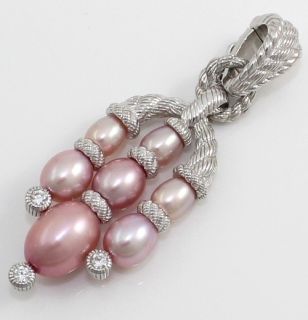 Judith Ripka Sterling Silver 925 Pink Pearl CZ Drop Pendant Enhancer