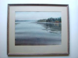  Signed Lake Landscape Watercolor Painting Allen Johnson