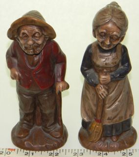  Figurines 19th Century Old Man Woman Settlers 1974 Janet