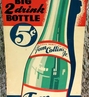  Collins Jr Mixer Soda Pop Beverage 5 Cent Cincinnatti Ohio Sign