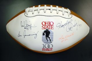  Buckeyes Heisman Trophy Signed Football Vic Janowicz/Les Horvath+