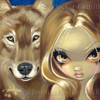 Fairy Face 94 Jasmine Becket Griffith Art Big Eye Wolf Fantasy Signed
