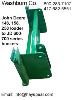Hitch Adapter for JD 148 158 Loader to 600 700 Bucket