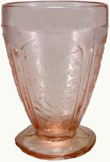 Jeannette Pink Depression Glass Cherry Blossom 8oz Scalloped Foot