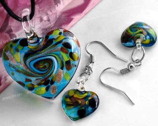 Kit Heart Lampwork Glass Bead Pendant Earrings Chic Hot