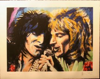 Ronnie Wood Rod and Ronnie Digital Color Etching Hand Signed with