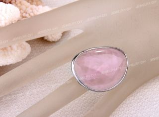 Pink Rose Quartz Heart Love Adjustable Finger Ring 1 4x1 1 Hot