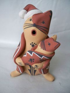Jemez Pueblo Indian Pottery Cat Christmas Storyteller Darrick Tsosie