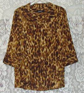 Kris Jenner Kollection Leopard Print Blouse with Tie Waist XXS