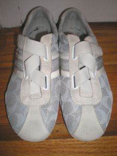 Coach Jenney Womens White Signature Sneakers Tennis Shoes Size 7 M