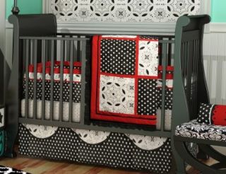 10pc Unique Black White Red Girl Crib Bedding Set New Discount Elegant