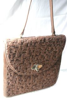 Jerry Terrence Genuine Carpet Bag Purse Handbag Brown
