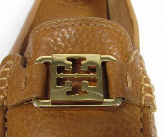 Tory Burch Kendrick Driver 9M Light Brown PEBBLED Leather Loafer Flats