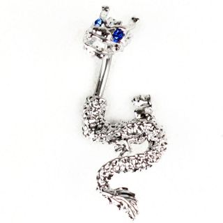  Sparkly Crystal Chinese Dragon Navel Body Jewelry Belly Ring