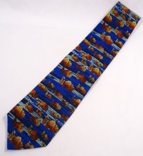 Jerry J Garcia Gold Little Fish 100% Silk Neck Tie Necktie Grateful