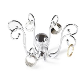 Octopus Ring Holder Unique Jewelry Storage Decor Chrome