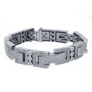 Mens Diamond Link Bracelet 11 22 Carat Brilliant Round Cut Bezel 14k
